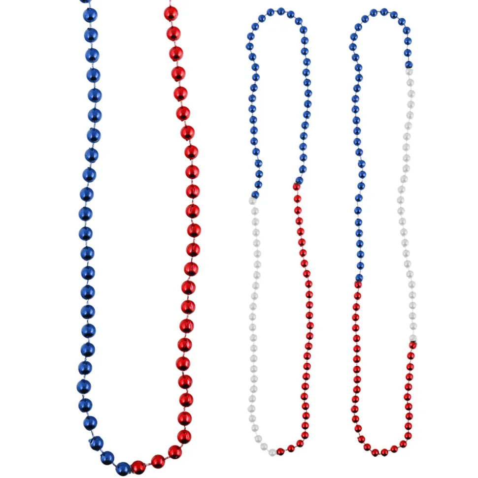 Beads - Segmented Patriotic Round 7mm Premium Grade A 33" (144 PACK)