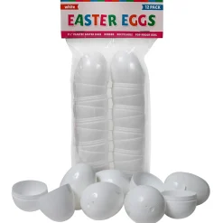 Empty Plastic Easter Eggs - White 2-1/3" (DZ)