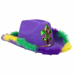 Feather Rimmed Fleur De Lis Cowboy Hat (EACH)
