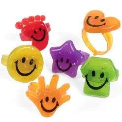Glitter Smile Face Ring Assortment (48 PACK)