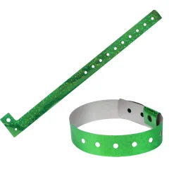 Holographic Plastic Wristbands - Green (100 PACK)
