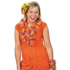 Lei - Polyester Bright Ruffle Petal Flowers 38" (DZ)