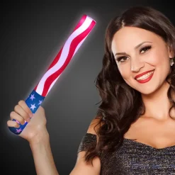 Light Up American Flag Foam Baton 16" (EACH)