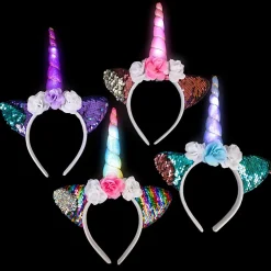 Light Up Flip Sequin Unicorn Headband Assorted (EACH)