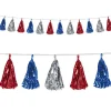 Metallic Tassel Garland - Red Silver and Blue 8' (EACH)