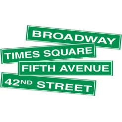 New York City Street Signs Cutouts 24" x 4" (4 PACK)