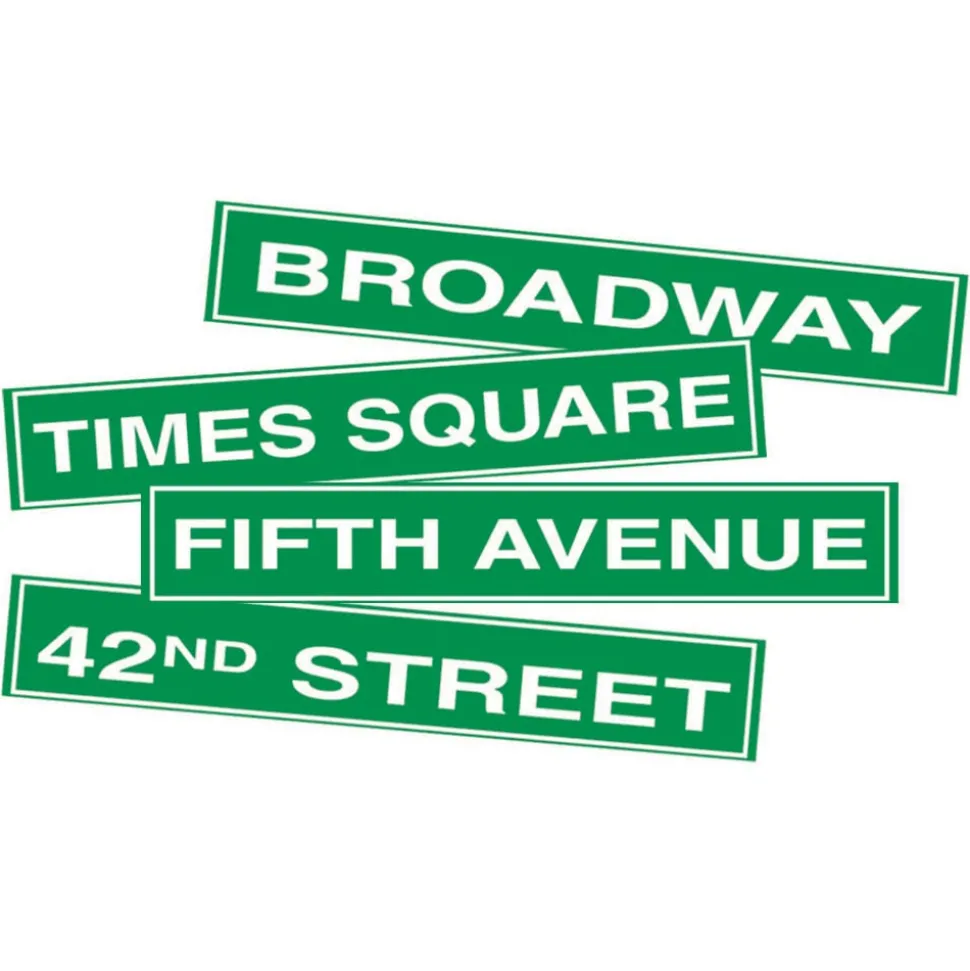 New York City Street Signs Cutouts 24" x 4" (4 PACK)