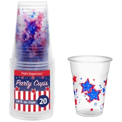 Patriotic Stars Plastic Cups 16 oz (20 PACK)