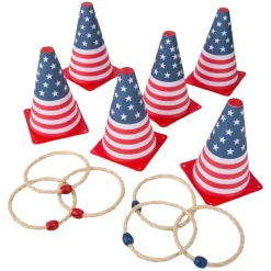 Patriotic USA Flag Cone Ring Toss Game 5.25" x 8" (EACH)