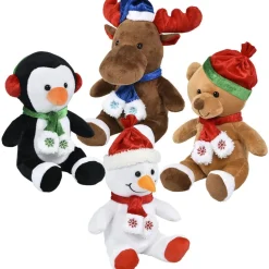 Plush Christmas Character With Scarf Assorted 8" (EACH)