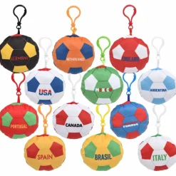 Plush Country Soccer Ball Backpack Clip Assortment 3" (DZ)