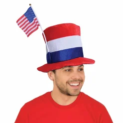 Plush Patriotic Top Hat With American Flag (EACH)