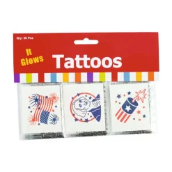 Tattoos - Glow In The Dark Patriotic Assortment 1.5" (72 PACK)