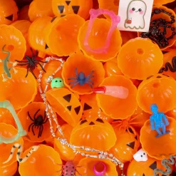 Toy Filled Halloween Pumpkin Eggs 2.5" (100 PACK)