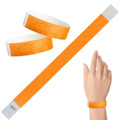Tyvek Paper Wristbands - Neon Orange 3/4" (500 PACK)