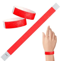 Tyvek Paper Wristbands - Red 3/4" (100 PACK)