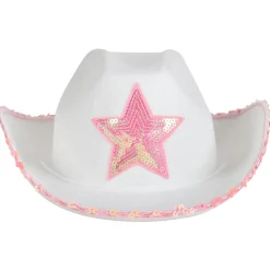 White Felt Cowgirl Hat With Pink Star (EACH)