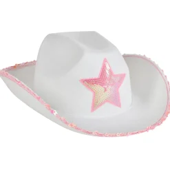 White Felt Cowgirl Hat With Pink Star (EACH)